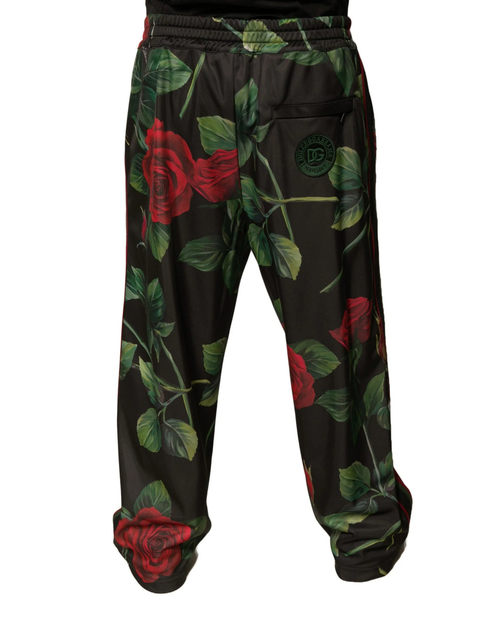 Dolce & Gabbana Black Floral Polyester Jogger Sweatpants Pants - IT56 | XXL - Joggers