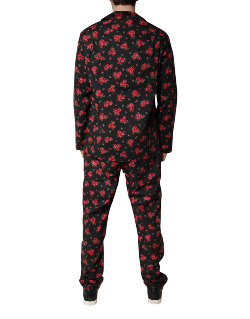 Dolce & Gabbana Black Floral Print Cotton Men Pajama Set Sleepwear - Pajamas