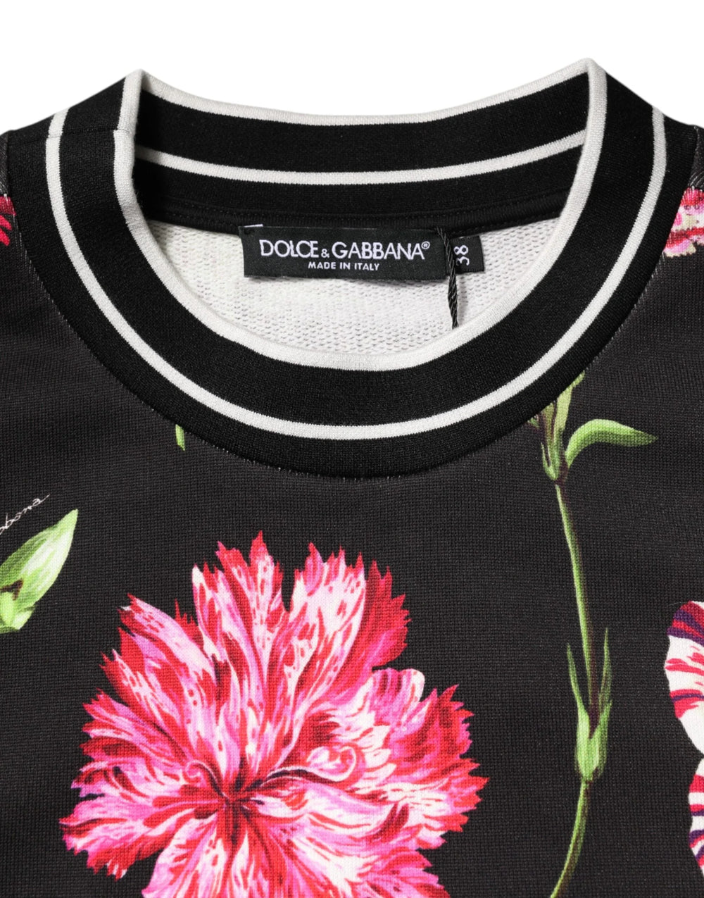 Dolce & Gabbana Black Floral Print Cotton Short Sleeves Top - IT36|XXS - Blouses