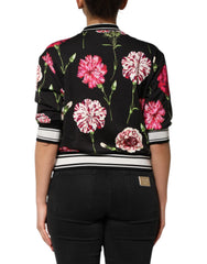 Dolce & Gabbana Black Floral Print Cotton Short Sleeves Top - IT36|XXS - Blouses