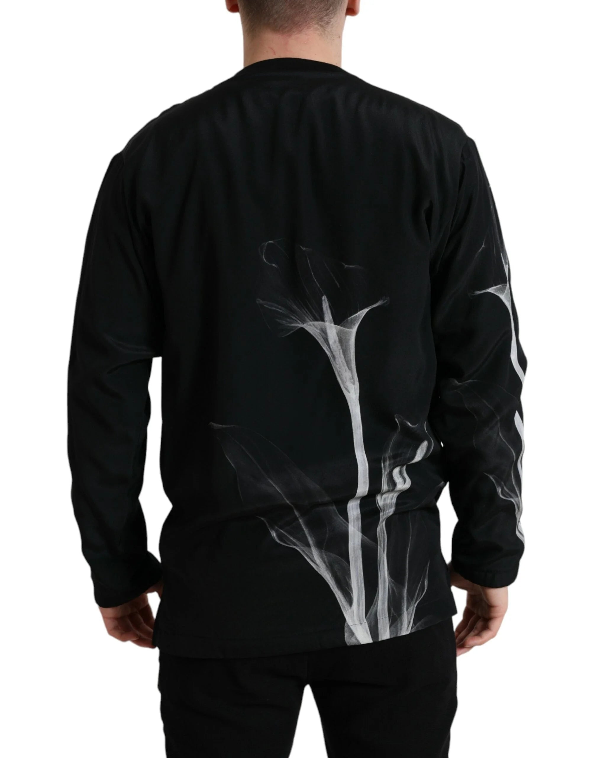 Dolce & Gabbana Black Floral Print Crewneck Pullover Sweater - IT48 | M - Sweaters