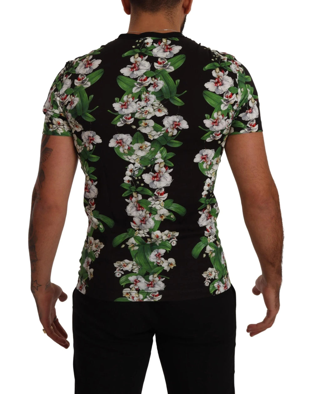 Dolce & Gabbana Black Floral Print Crewneck T-shirt - T-Shirts