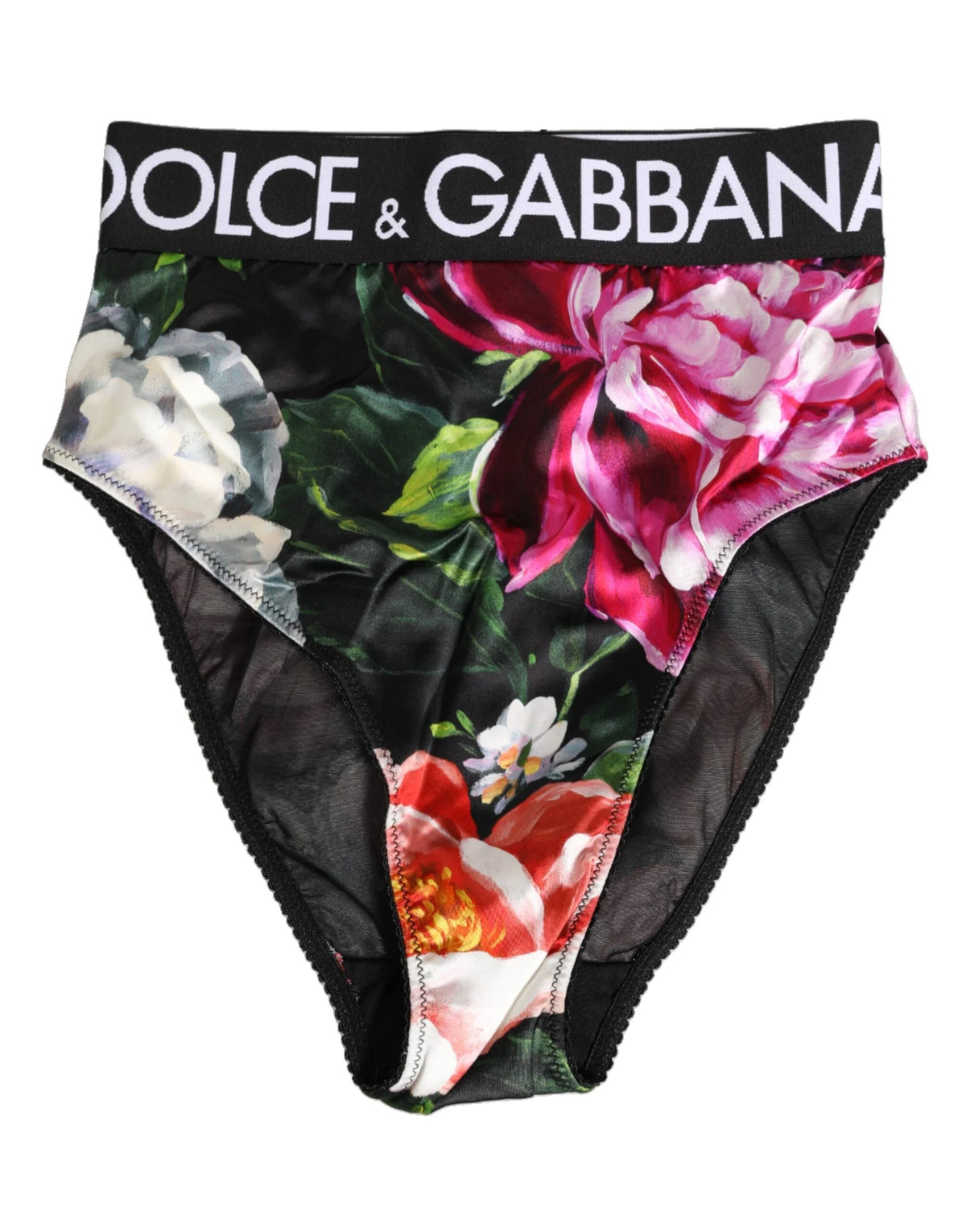 Dolce & Gabbana Black Floral Print High Waist Panty Underwear - IT1 | XS - Briefs