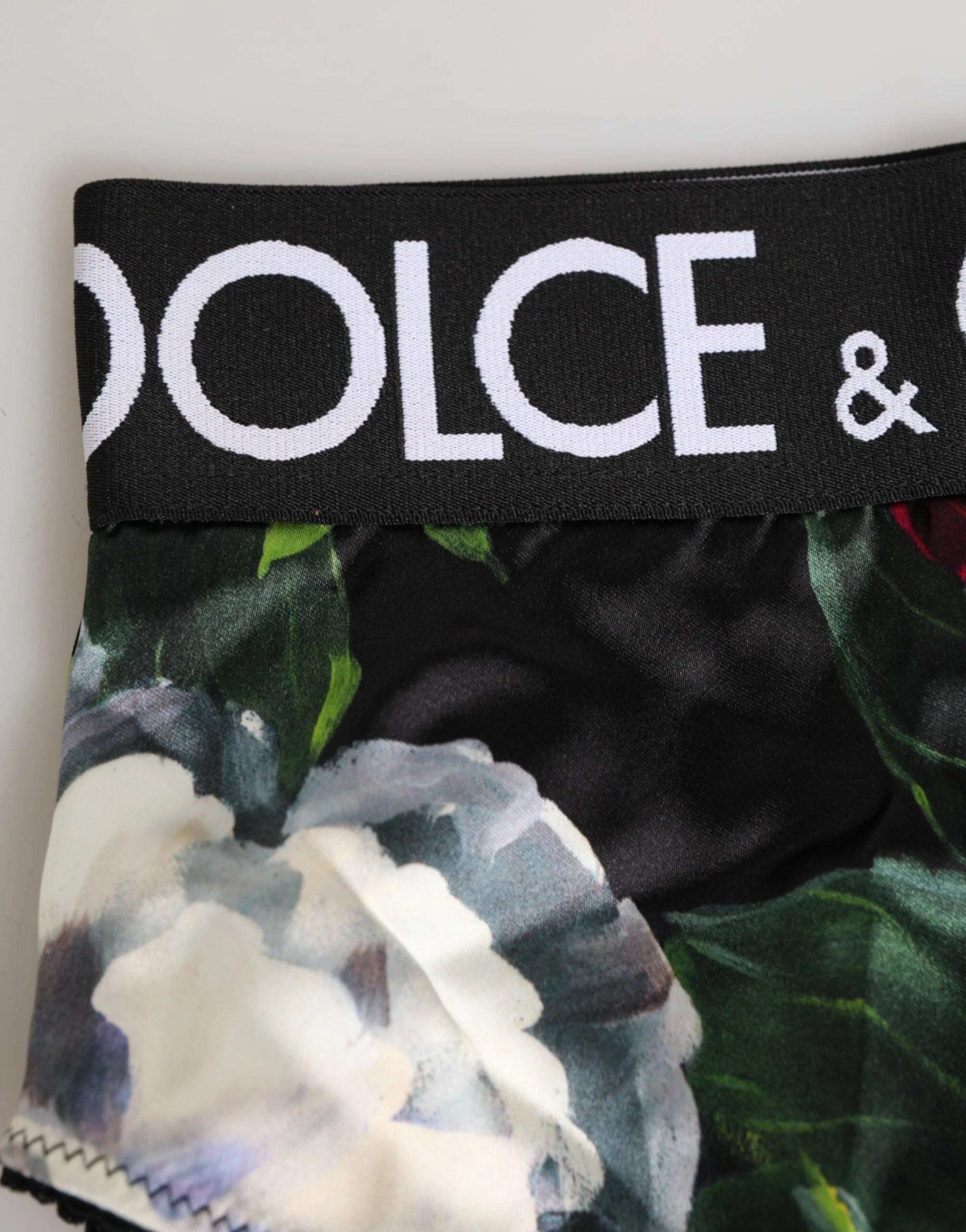Dolce & Gabbana Black Floral Print High Waist Panty Underwear - IT1 | XS - Briefs