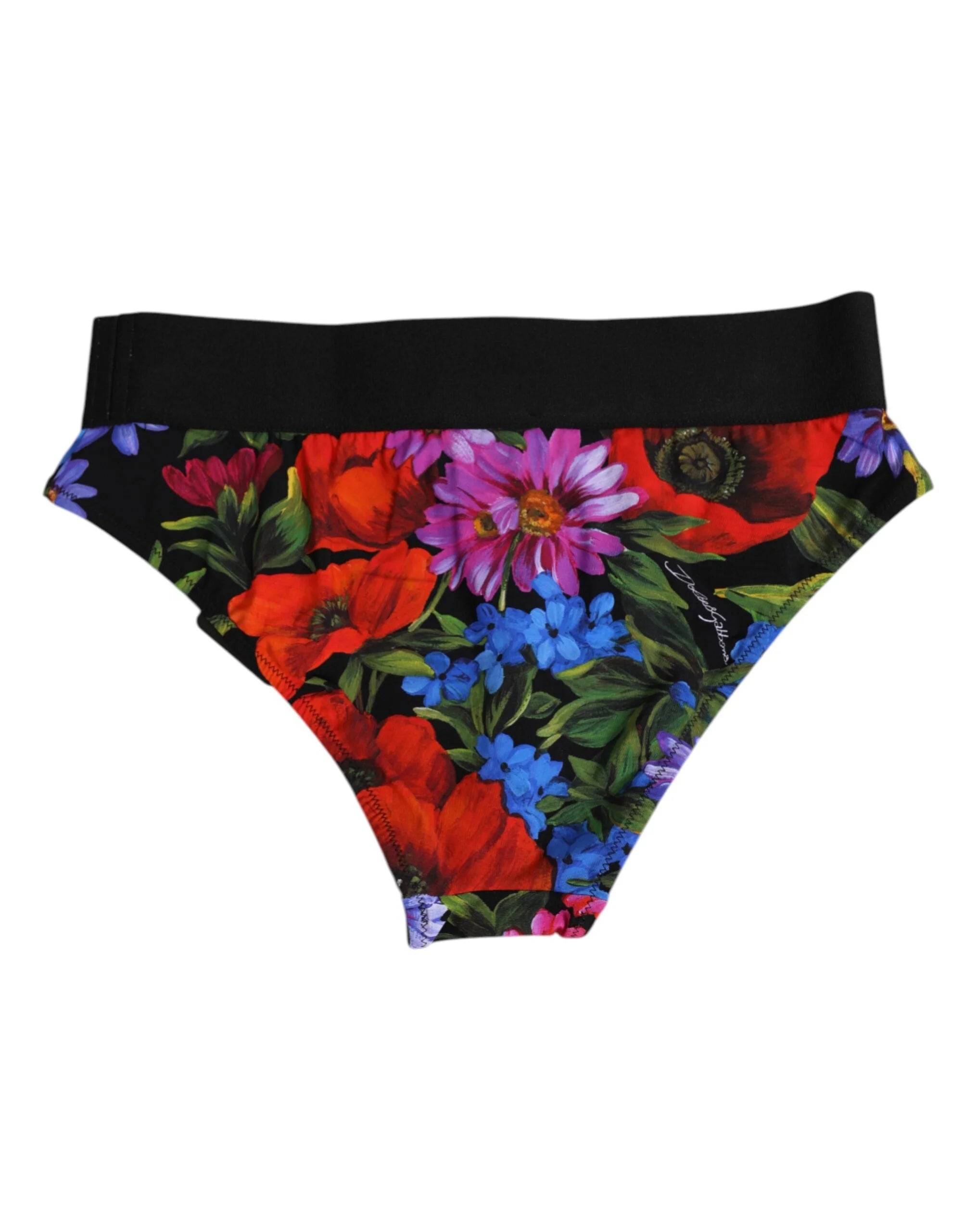 Dolce & Gabbana Black Floral Print High Waist Panty Underwear - IT1 | XS - Briefs