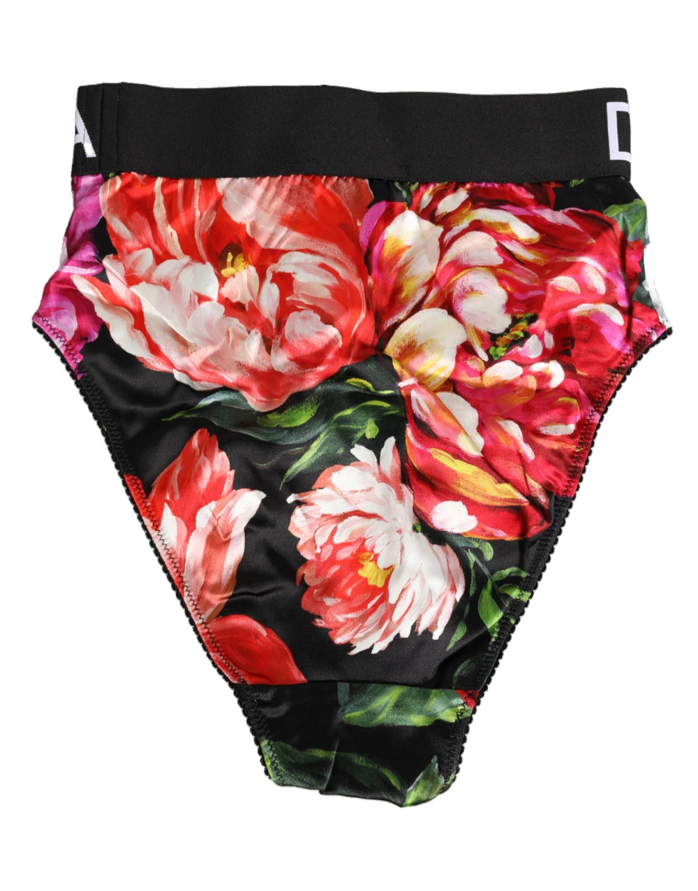 Dolce & Gabbana Black Floral Print High Waist Panty Underwear - IT1 | XS - Briefs