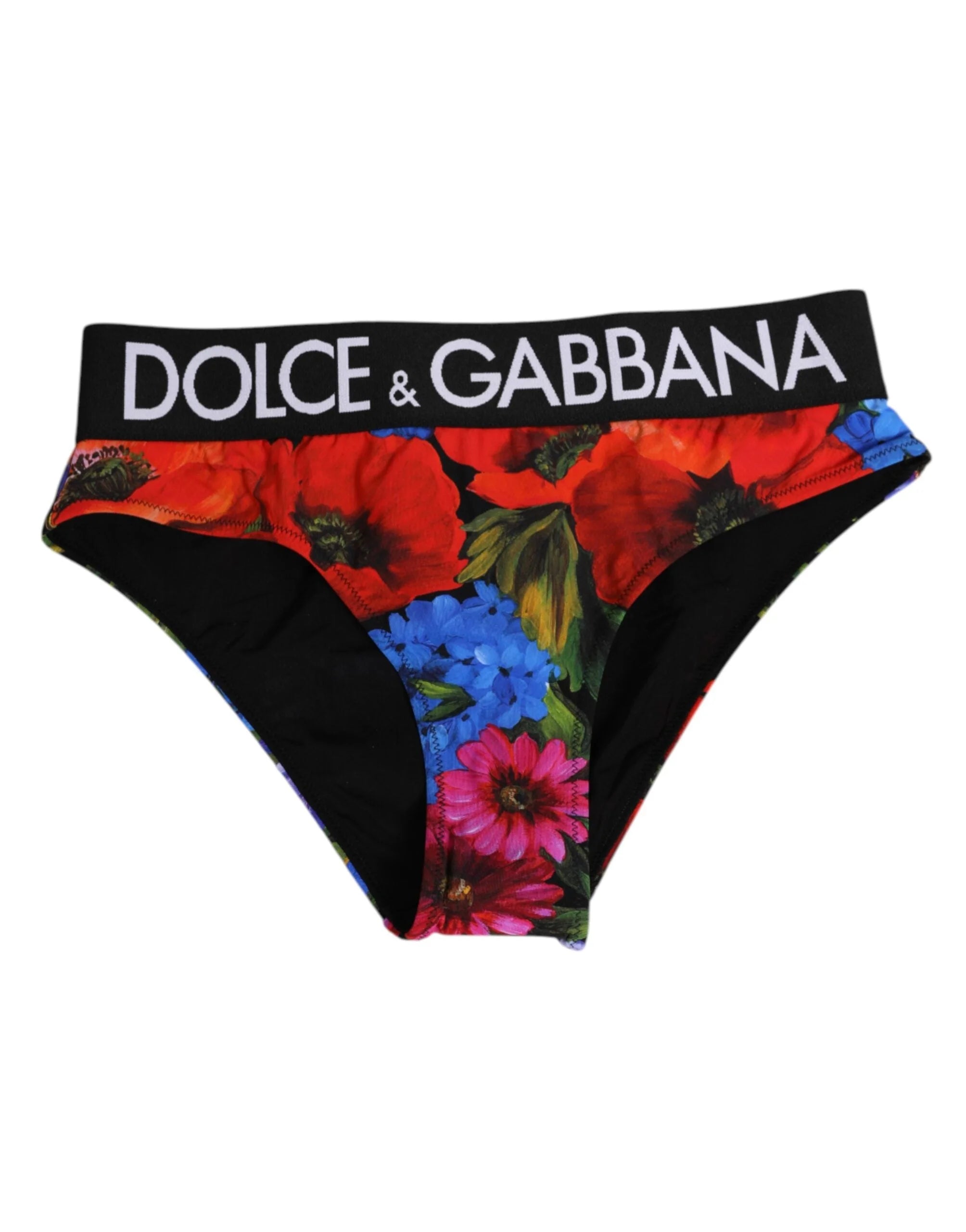 Dolce & Gabbana Black Floral Print High Waist Panty Underwear - IT1 | XS - Briefs