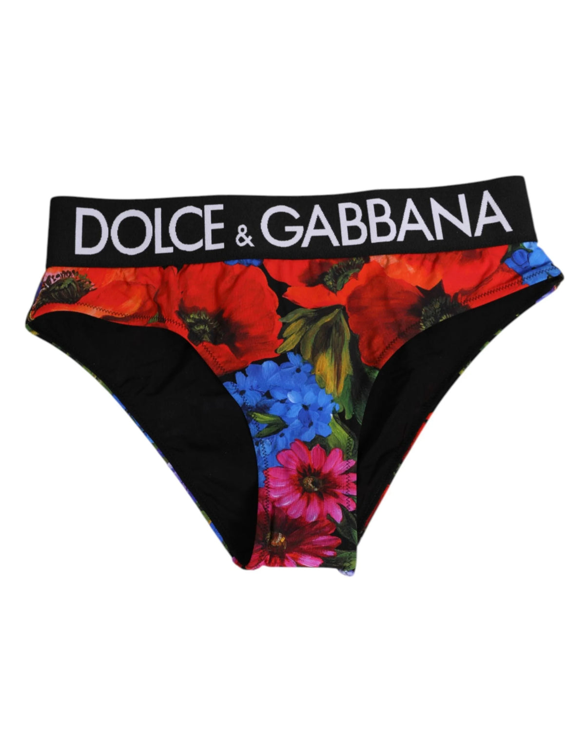 Dolce & Gabbana Black Floral Print High Waist Panty Underwear - IT1 | XS