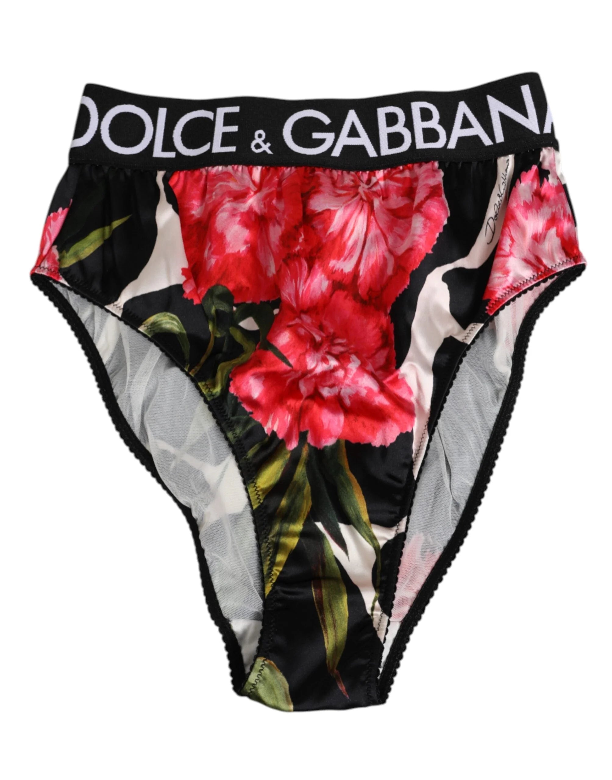 Dolce & Gabbana Black Floral Print High Waist Panty Underwear - IT2 | S - Briefs