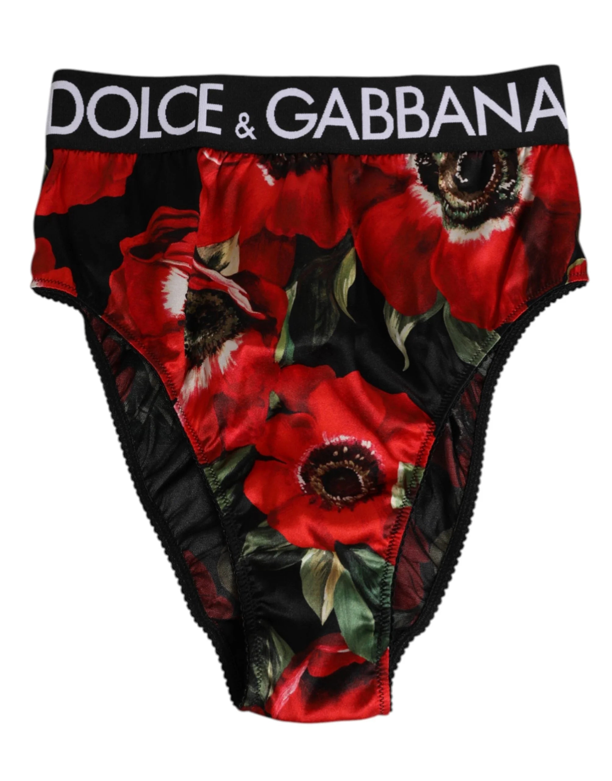Dolce & Gabbana Black Floral Print High Waist Panty Underwear - IT2 | S - Briefs