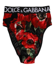 Dolce & Gabbana Black Floral Print High Waist Panty Underwear - IT2 | S