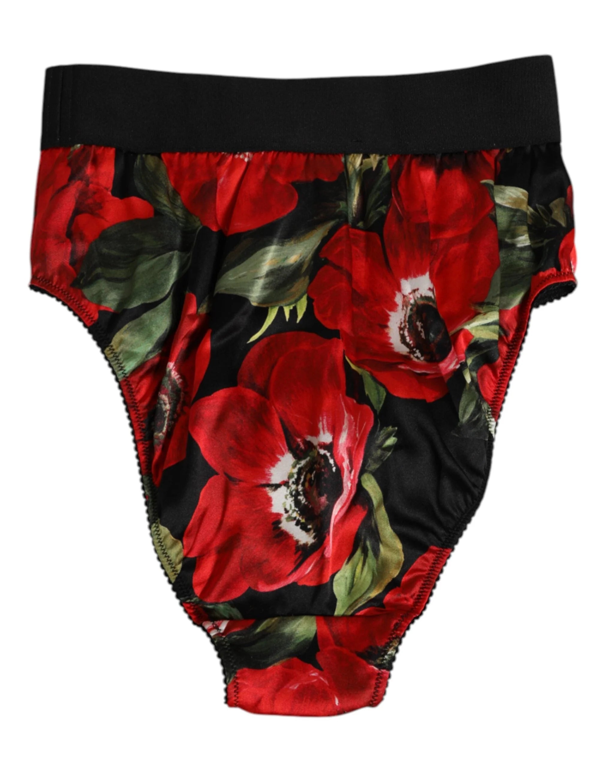 Dolce & Gabbana Black Floral Print High Waist Panty Underwear - IT2 | S