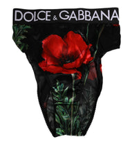 Dolce & Gabbana Black Floral Print High Waist Sheer Mesh Underwear - IT3 | M - Briefs
