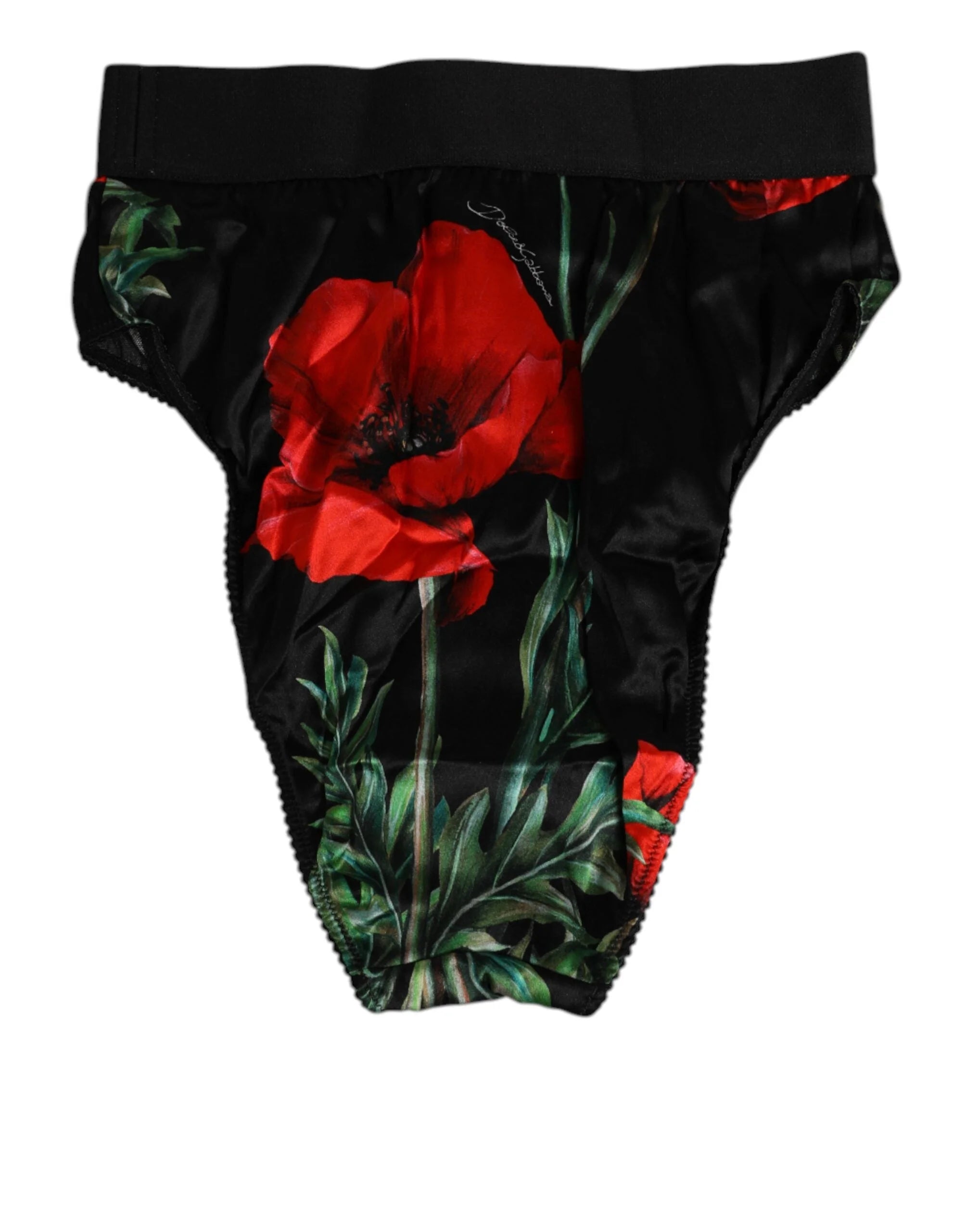 Dolce & Gabbana Black Floral Print High Waist Sheer Mesh Underwear - IT3 | M - Briefs