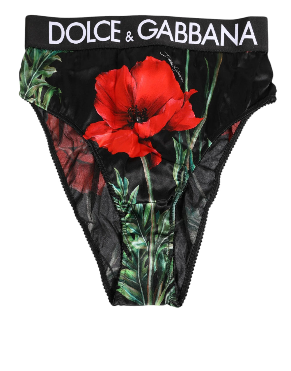 Dolce & Gabbana Black Floral Print High Waist Sheer Mesh Underwear - IT4 | L - Briefs