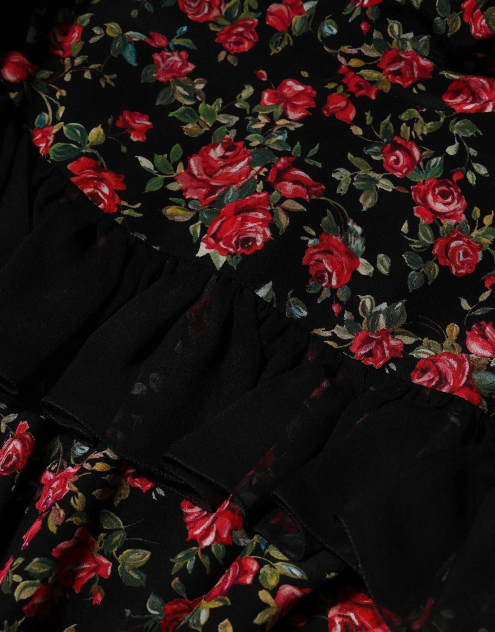 Dolce & Gabbana Black Floral Print Long Sleeve Blouse Top - IT38 | XS - Blouses