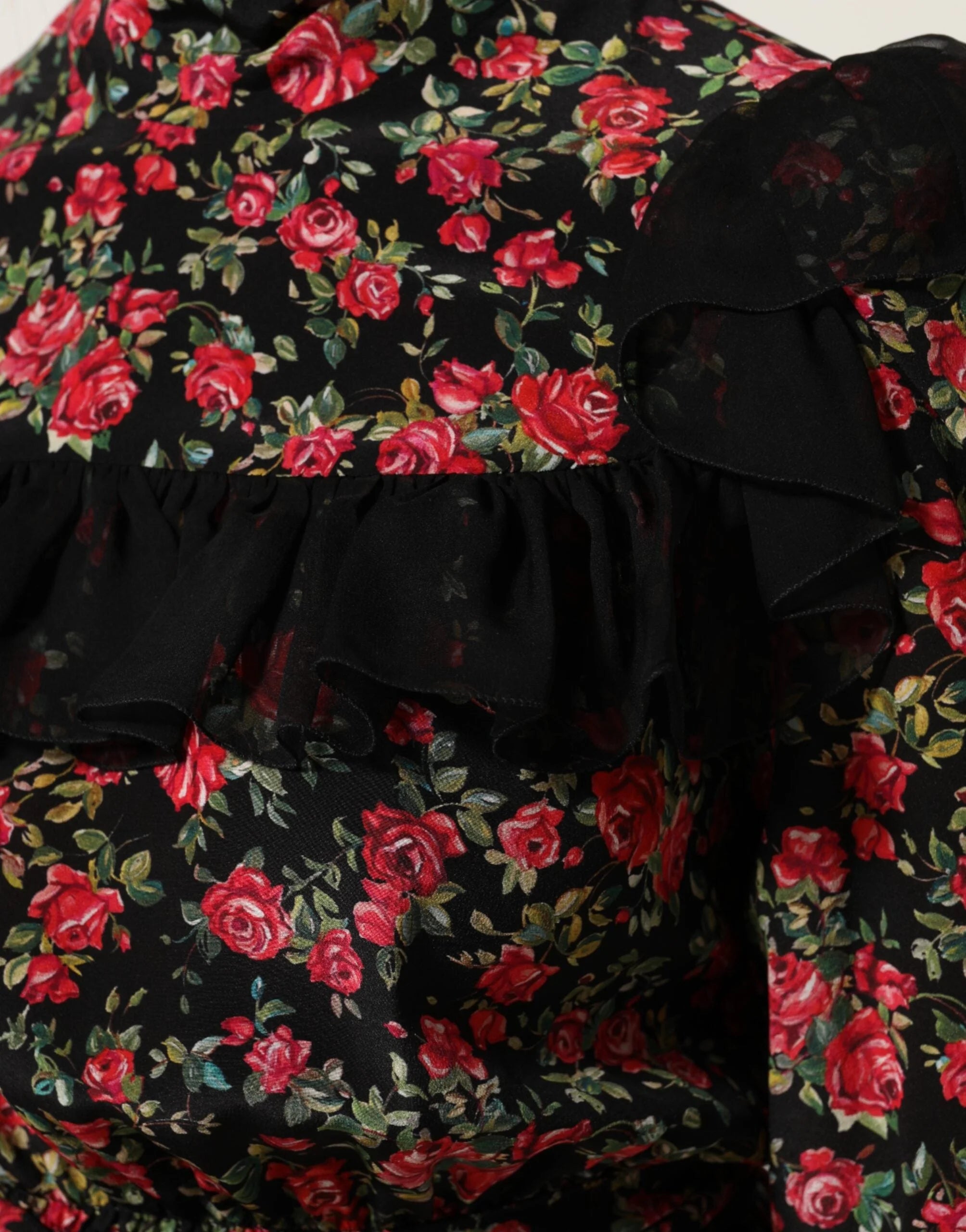 Dolce & Gabbana Black Floral Print Long Sleeve Blouse Top - IT38 | XS - Blouses