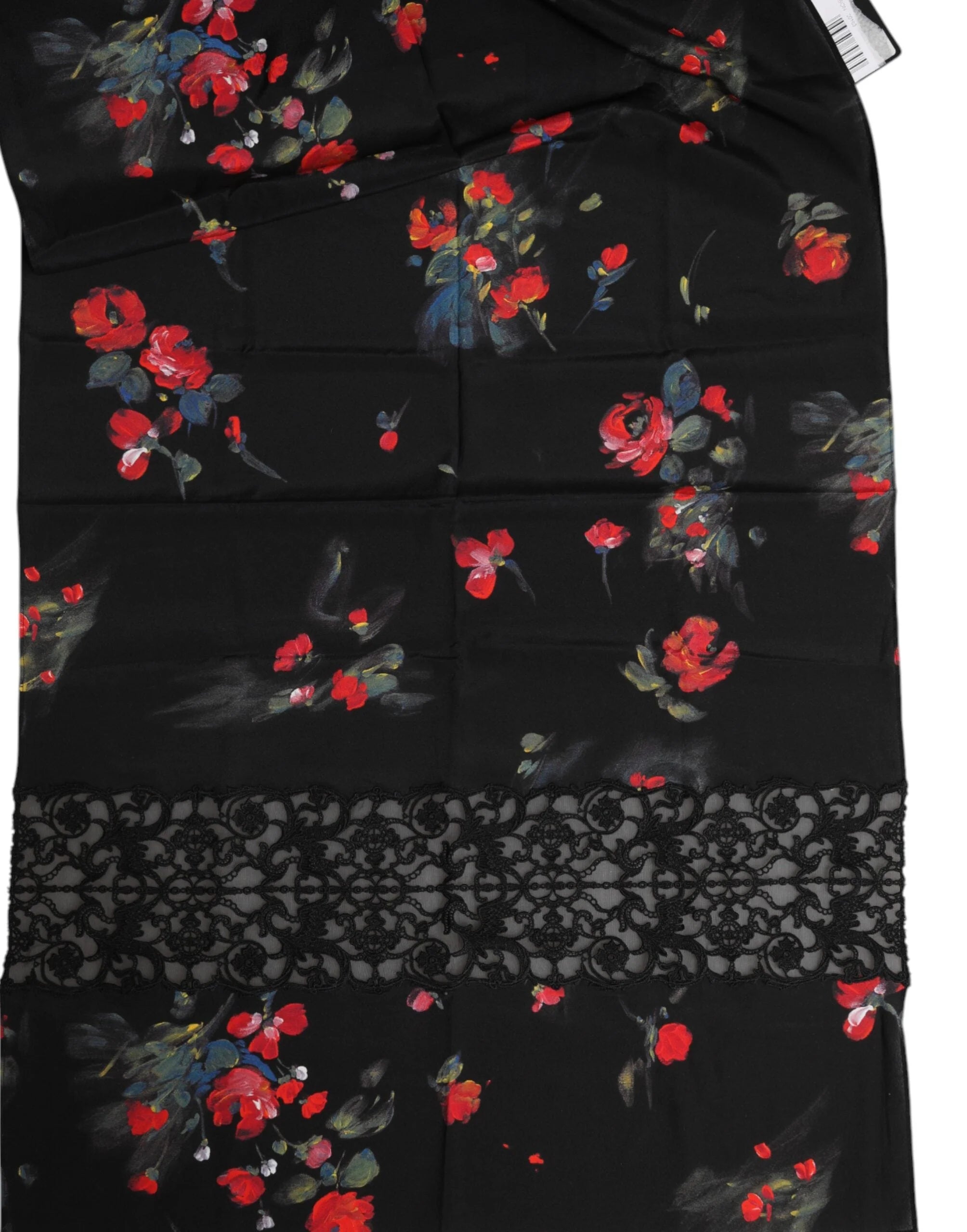 Dolce & Gabbana Black Floral Print Neck Warmer Wrap Scarf - Scarves & Shawls