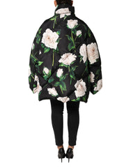 Dolce & Gabbana Black Floral Print Puffer Quilted Jacket - IT46|XL