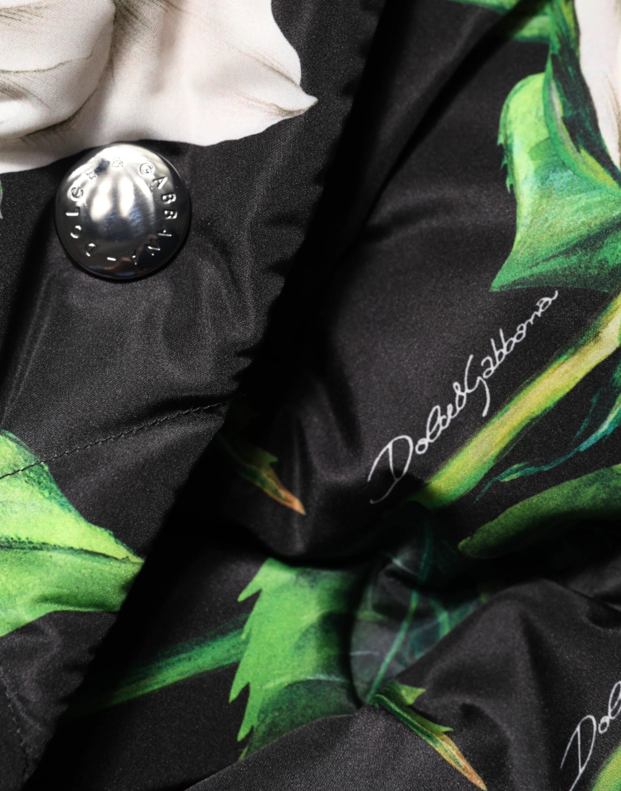 Dolce & Gabbana Black Floral Print Puffer Quilted Jacket - IT46|XL