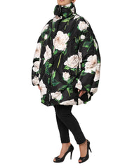 Dolce & Gabbana Black Floral Print Puffer Quilted Jacket - IT46|XL - Puffer Jackets