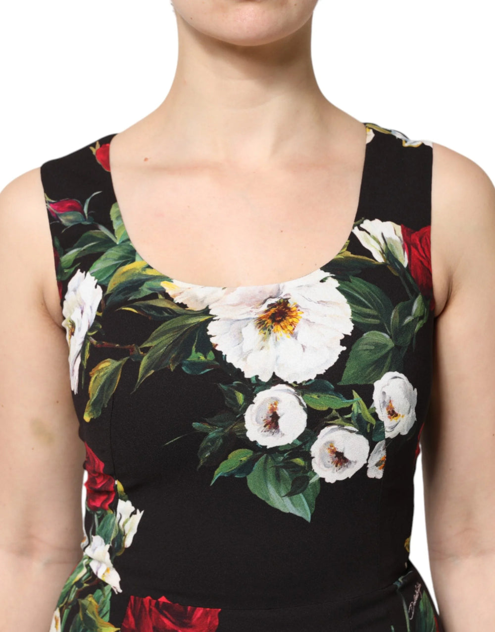 Dolce & Gabbana Black Floral Print Sleeveless Sheath Dress - IT40|S - Dresses