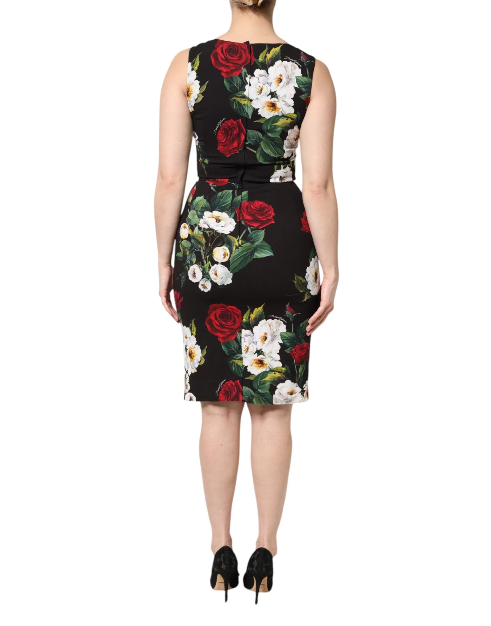 Dolce & Gabbana Black Floral Print Sleeveless Sheath Dress - IT40|S - Dresses