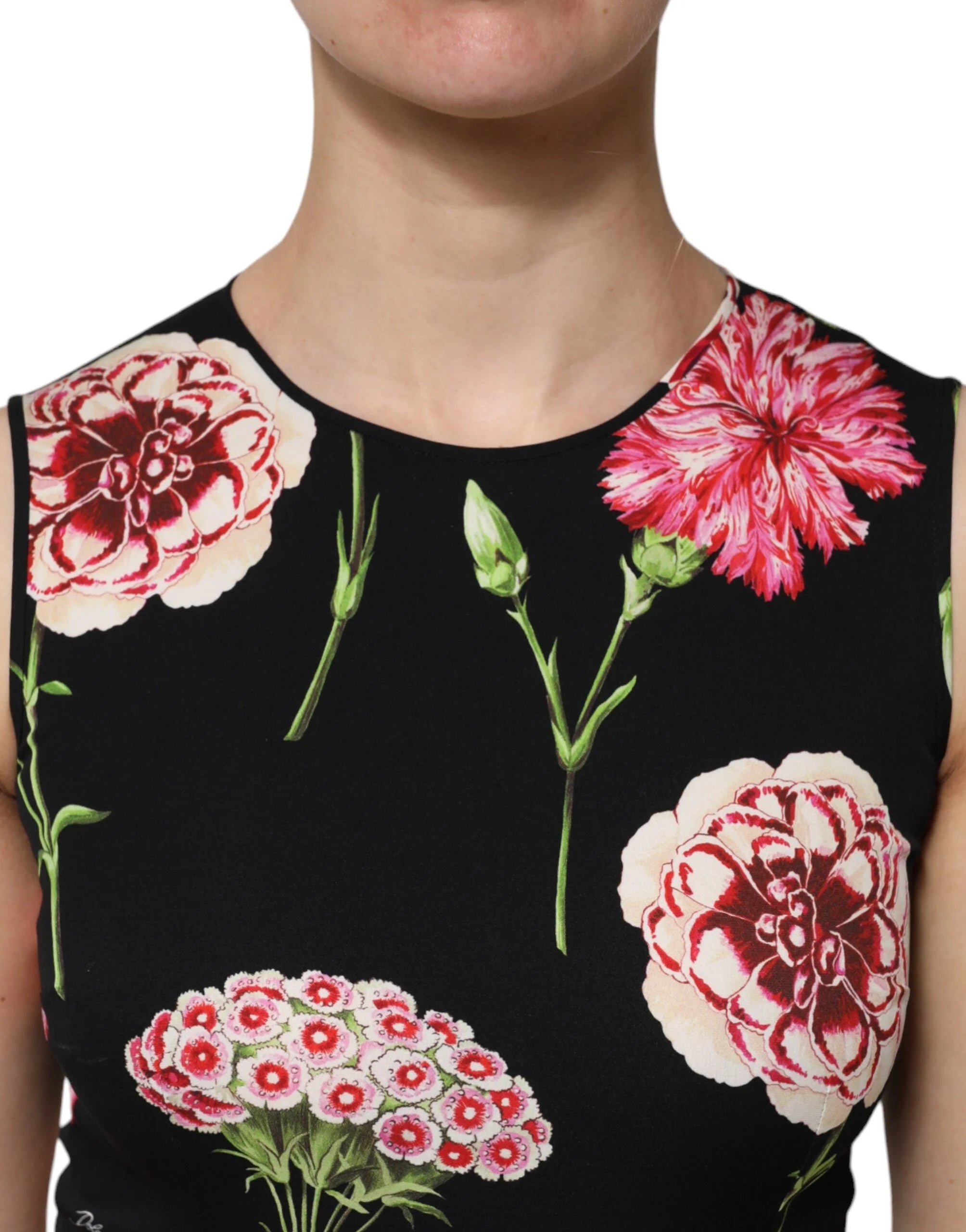 Dolce & Gabbana Black Floral Print Sleeveless Tank Blouse Top - IT40|S - Tank Tops