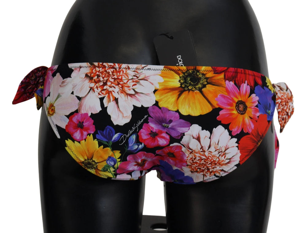 Dolce & Gabbana Black Floral Print Swimsuit Bikini Bottom Swimwear - IT3 | M - Classic Bikinis