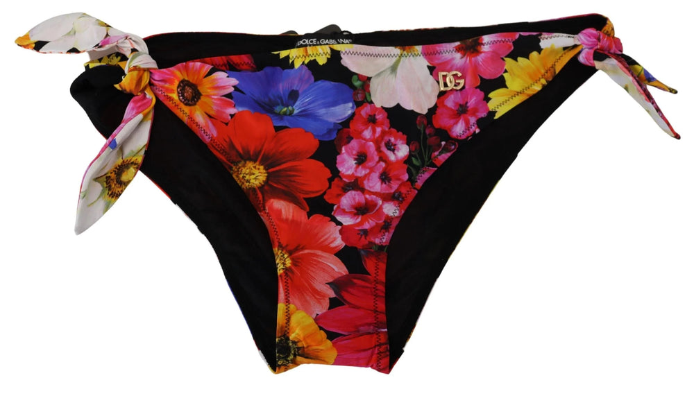 Dolce & Gabbana Black Floral Print Swimsuit Bikini Bottom Swimwear - IT3 | M - Classic Bikinis