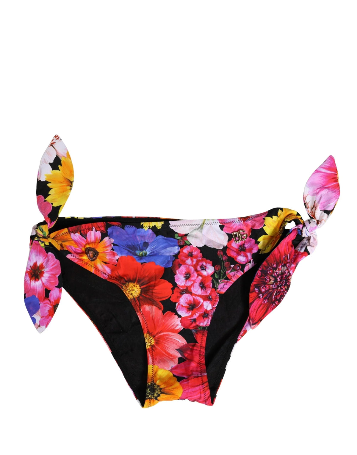 Dolce & Gabbana Black Floral Print Swimsuit Bikini Bottom Swimwear - IT3 | M