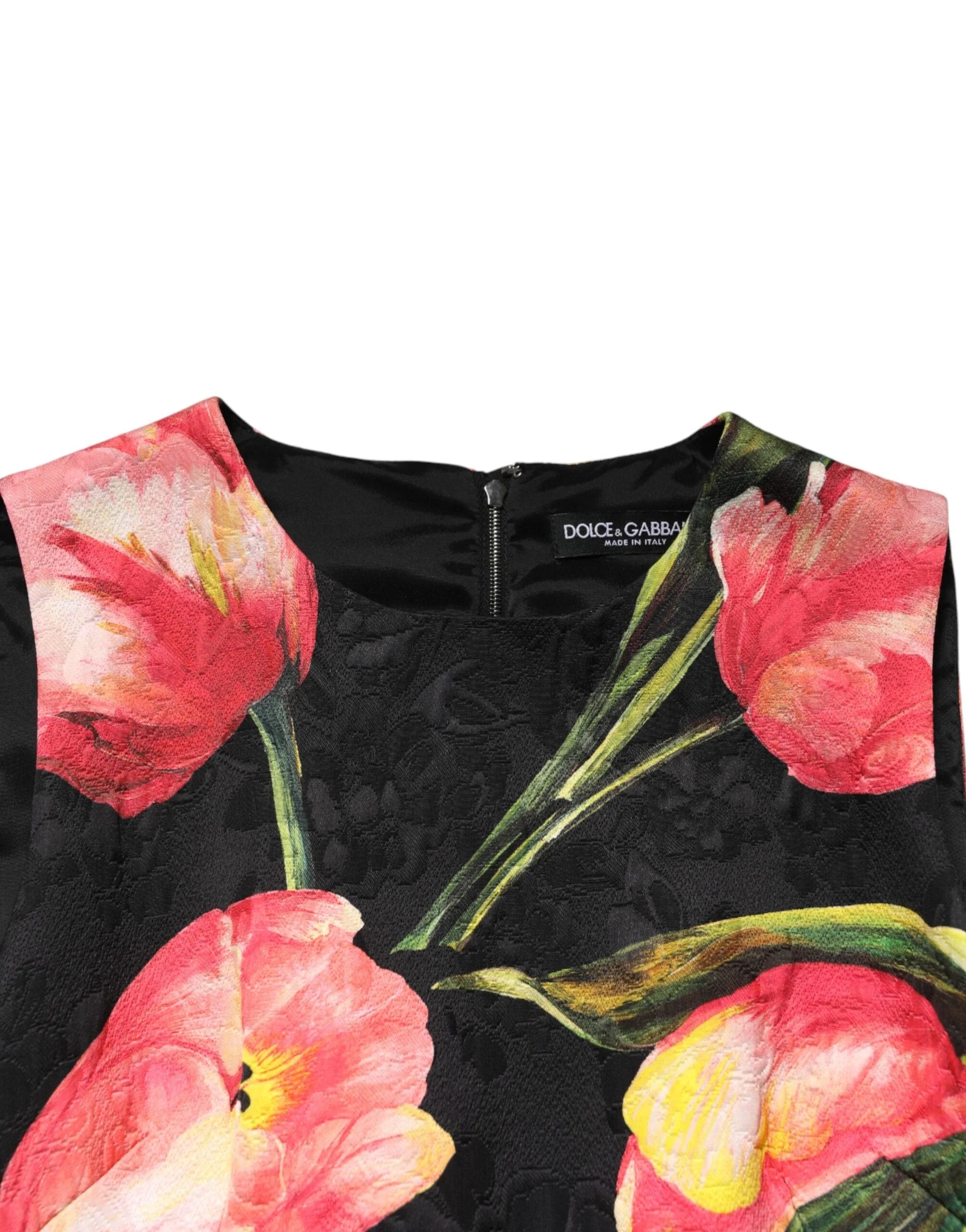 Dolce & Gabbana Black Floral Print Viscose A-line Mini Dress - IT38 | XS