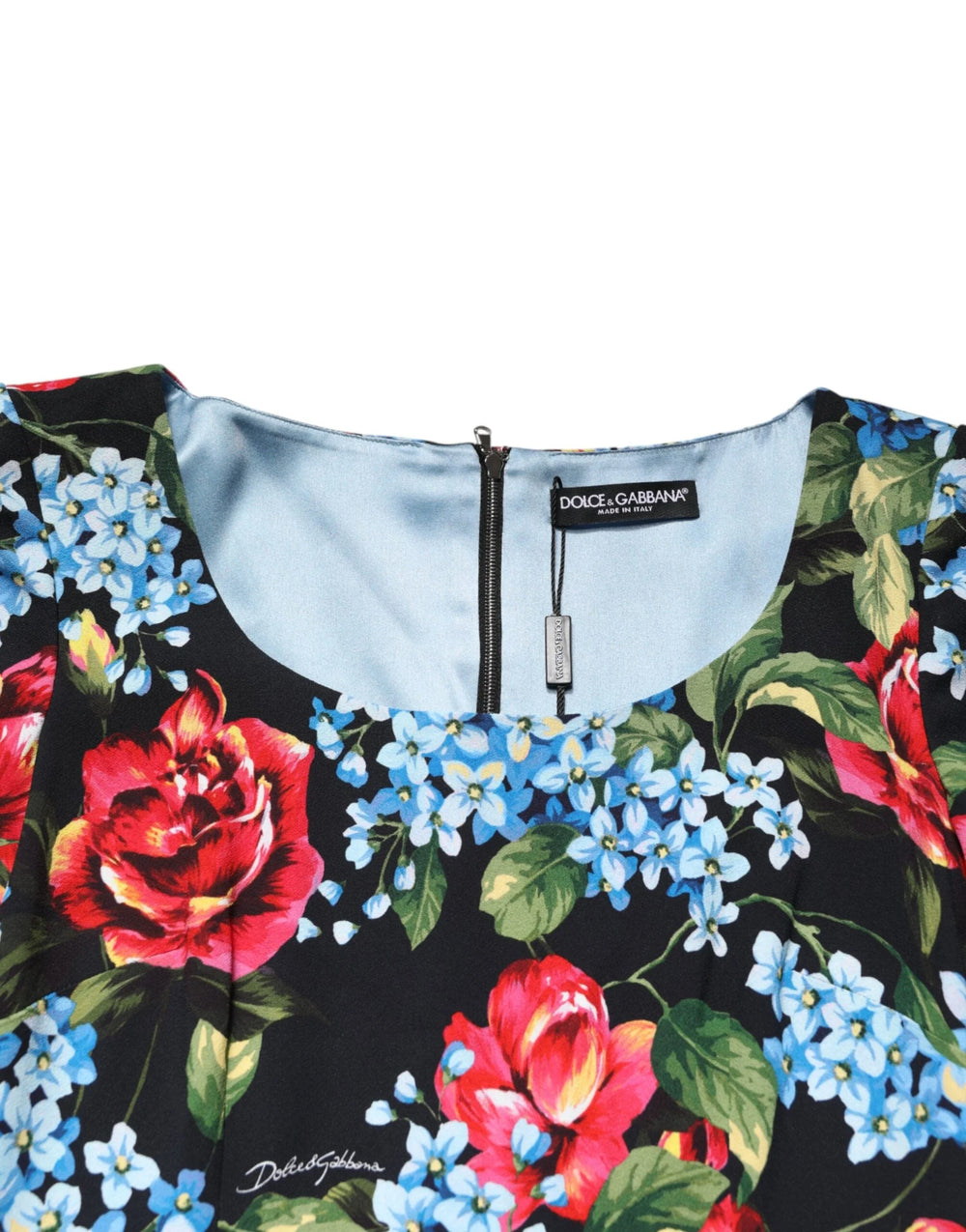 Dolce & Gabbana Black Floral Print Viscose Sheath Midi Dress - IT38 | XS