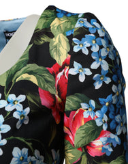 Dolce & Gabbana Black Floral Print Viscose Sheath Midi Dress - IT38 | XS