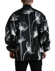 Dolce & Gabbana Black Floral Print Wool Button Down Bomber Jacket - IT54 | XL - Bomber Jackets