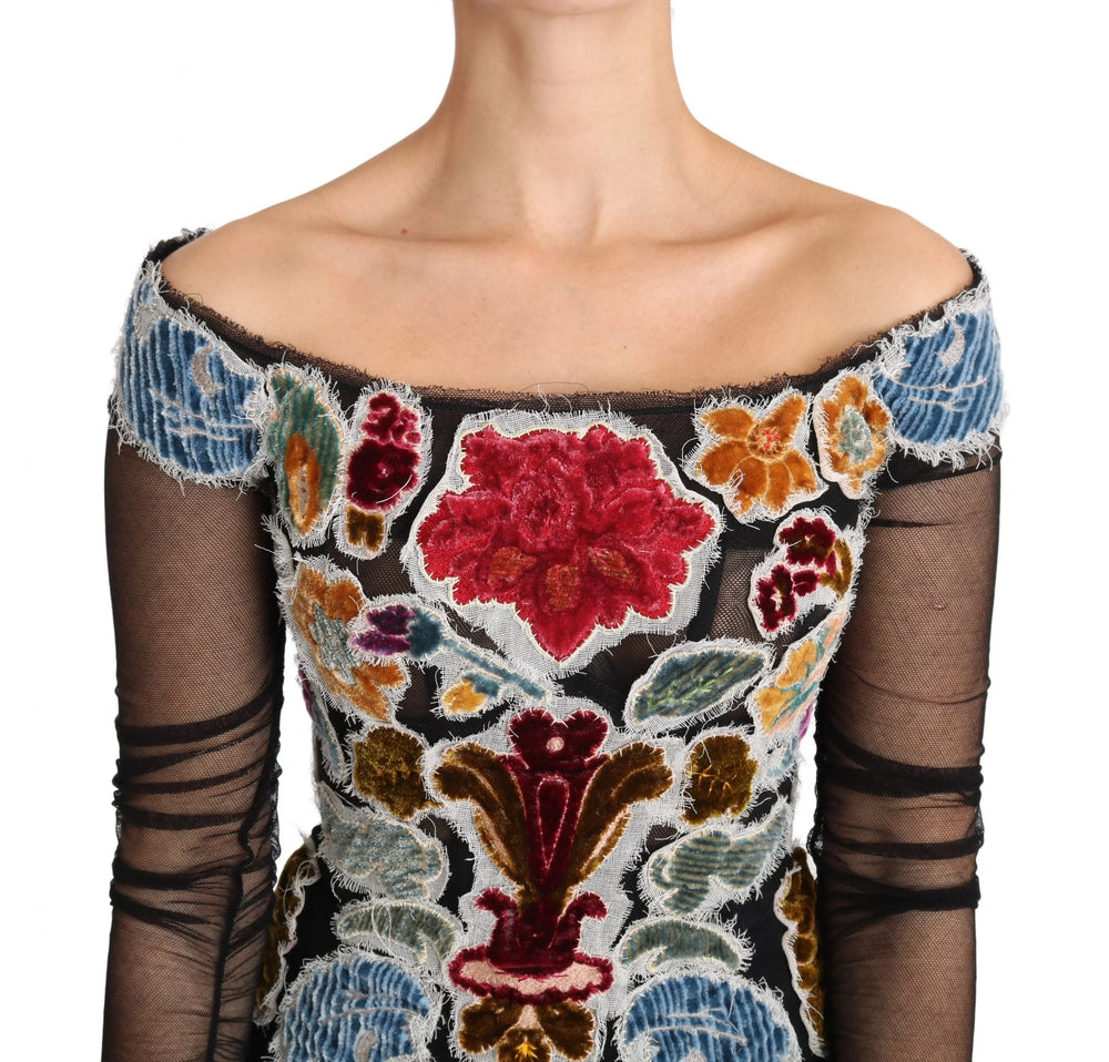 Dolce & Gabbana Black Floral Ricamo Top T-shirt Blouse - Blouses