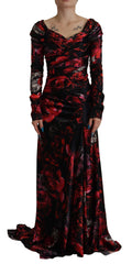 Dolce & Gabbana Black Floral Roses A-Line Sheath Gown Dress - IT36|XXS - Dresses