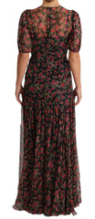 Dolce & Gabbana Black Floral Roses A-Line Shift Gown Dress - IT38|XS - Dresses