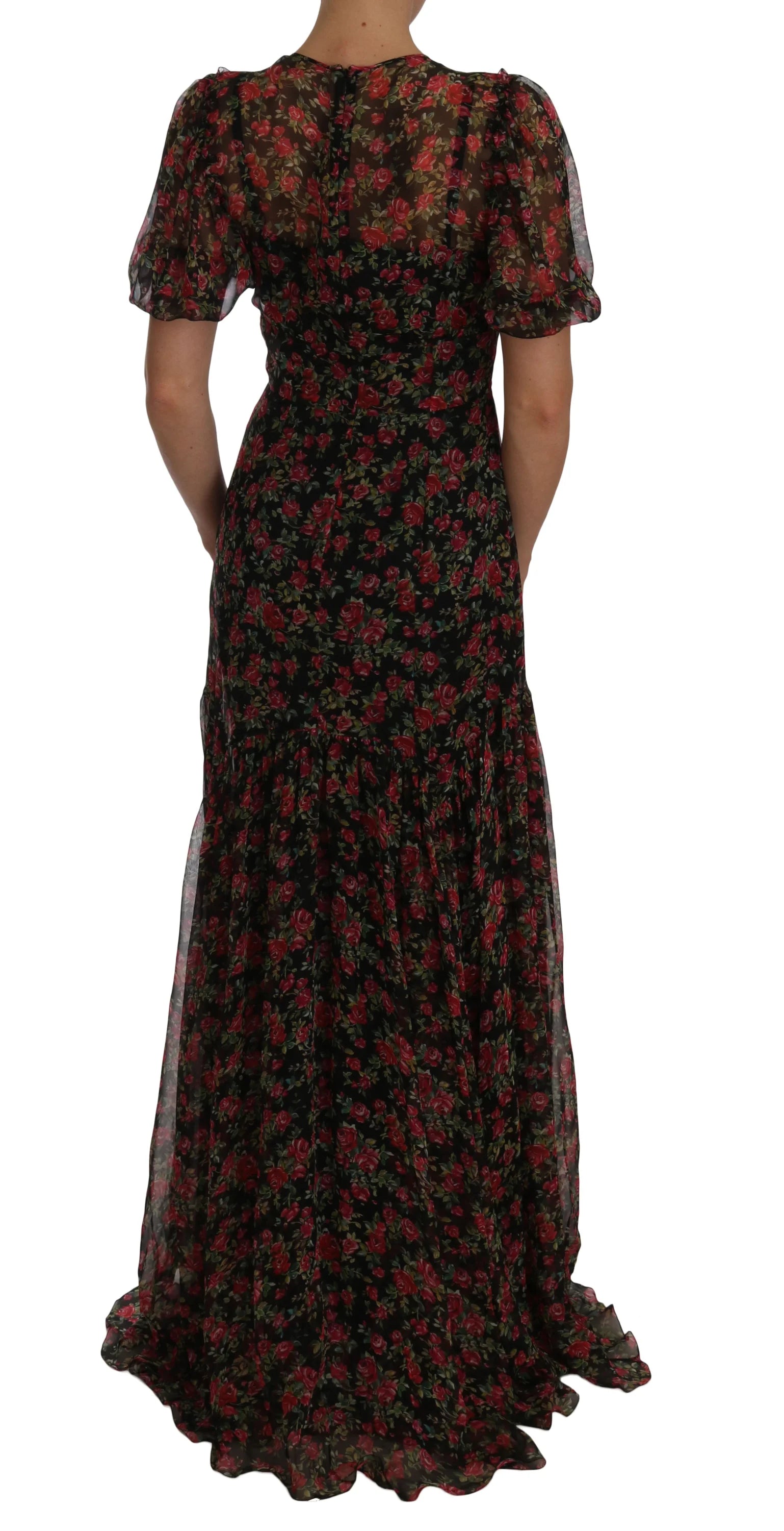 Dolce & Gabbana Black Floral Roses A-Line Shift Gown - IT40|S - Dresses