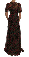 Dolce & Gabbana Black Floral Roses A-Line Shift Gown - IT40|S - Dresses