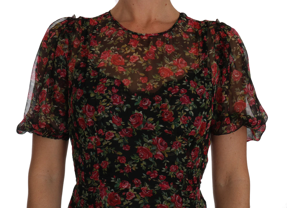 Dolce & Gabbana Black Floral Roses A-Line Shift Gown - IT40|S - Dresses