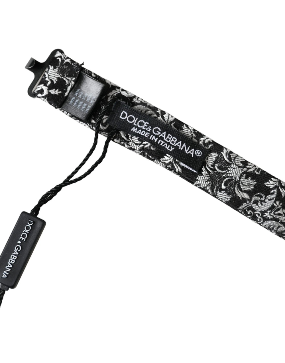 Dolce & Gabbana Black Floral Silk Adjustable Neck Men Bow Tie - Neckties