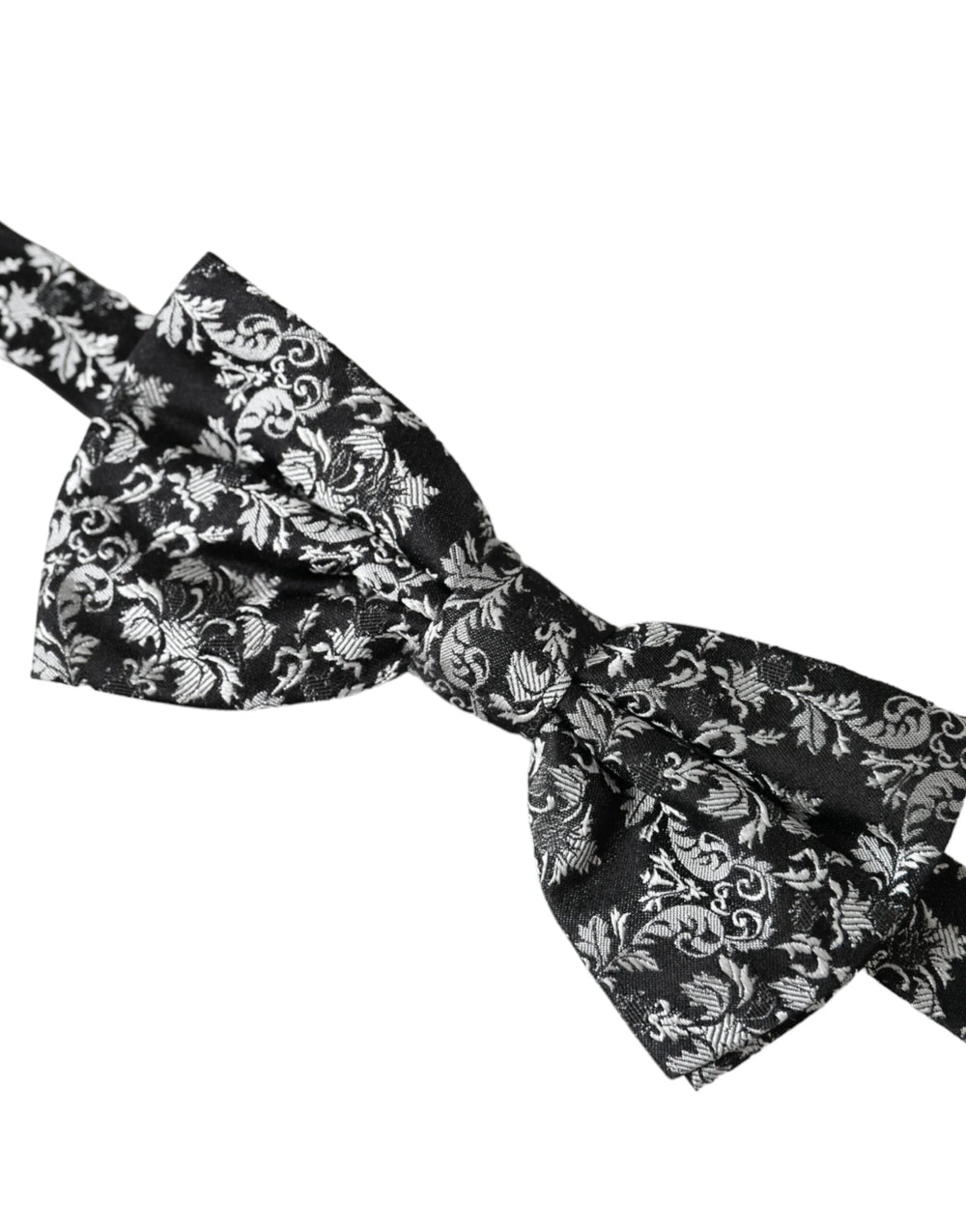 Dolce & Gabbana Black Floral Silk Adjustable Neck Men Bow Tie - Neckties