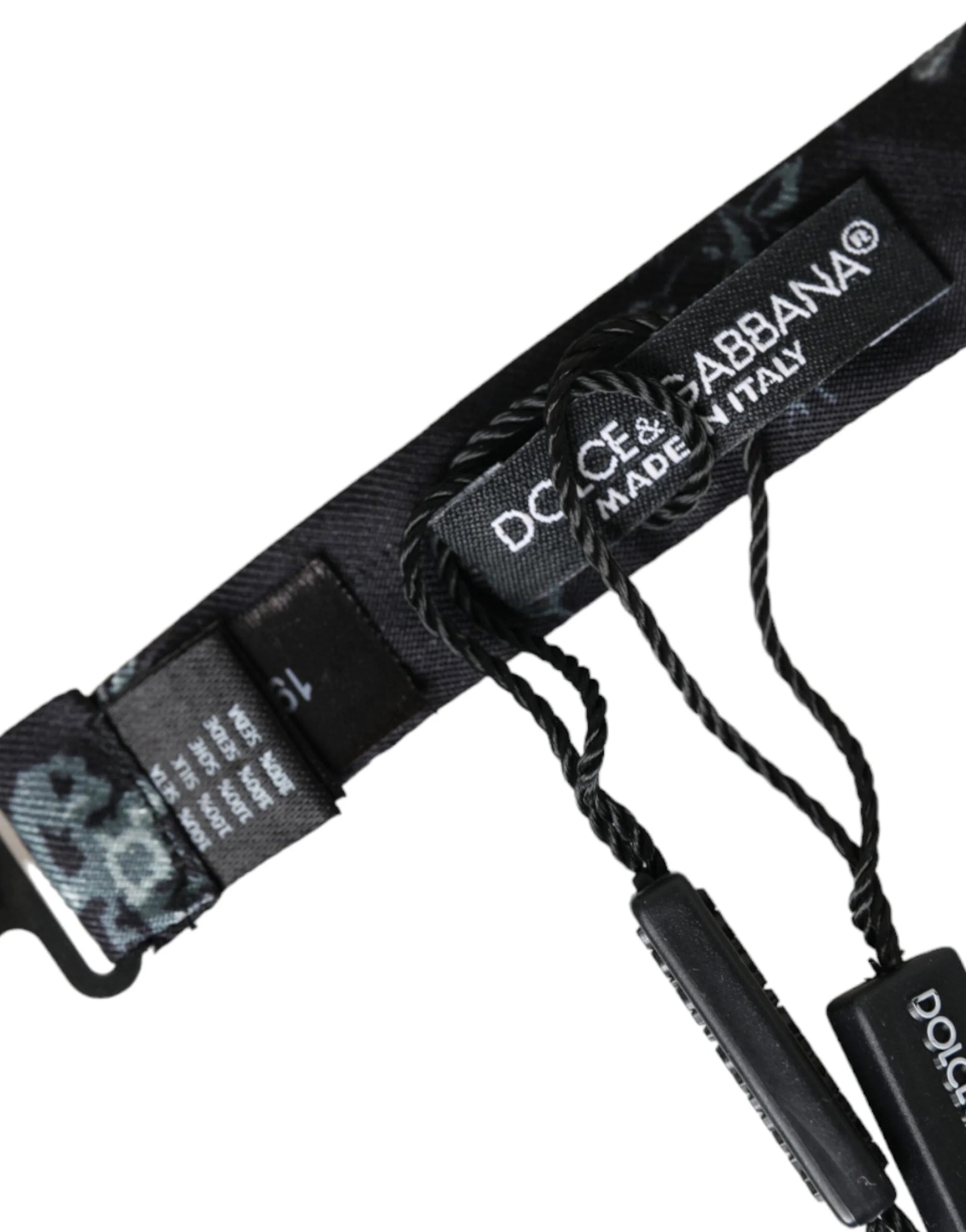 Dolce & Gabbana Black Floral Silk Adjustable Neck Men Bow Tie - Neckties