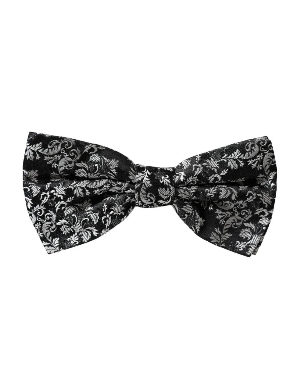 Dolce & Gabbana Black Floral Silk Adjustable Neck Men Bow Tie - Neckties