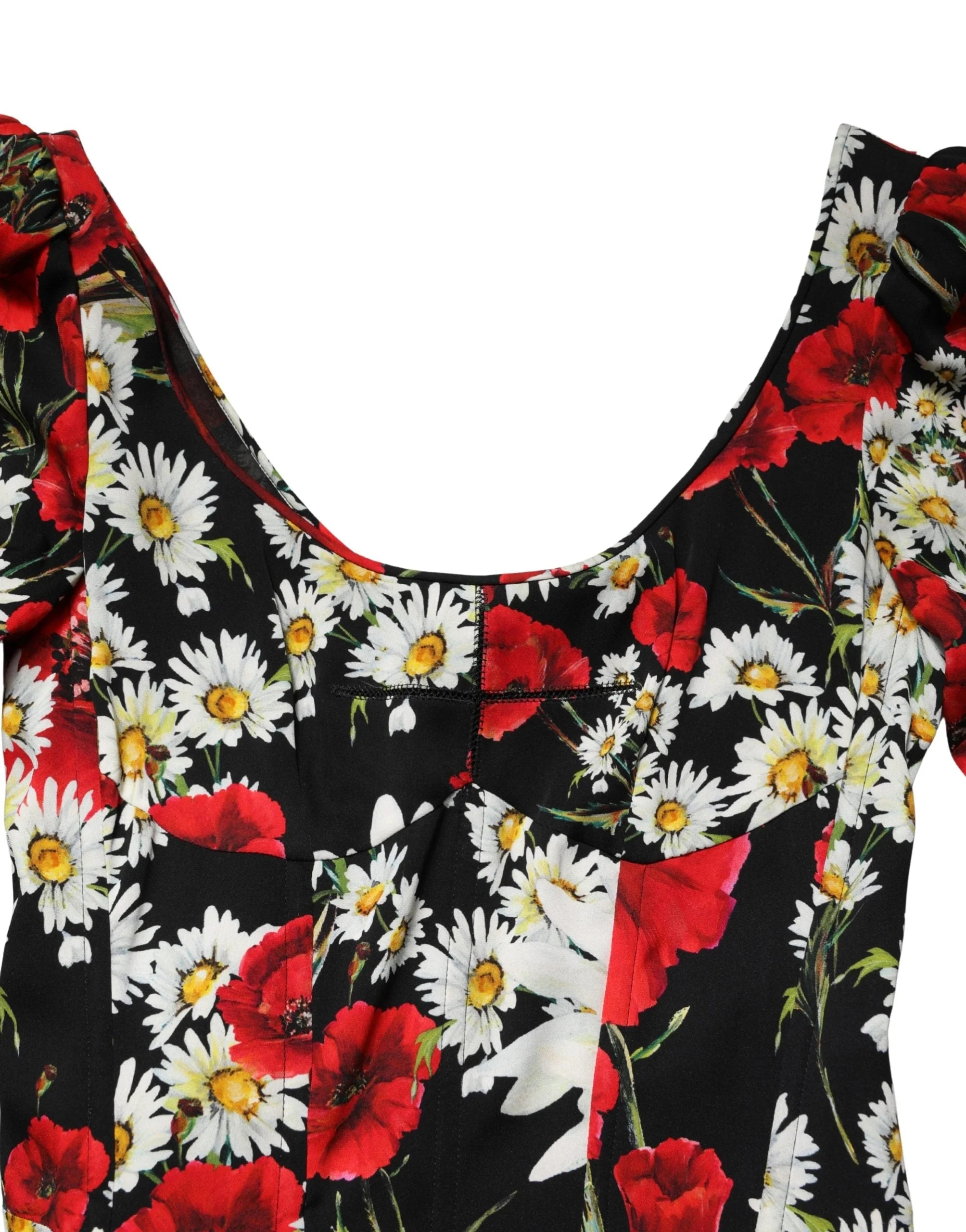 Dolce & Gabbana Black Floral Silk Long Sleeves Gown Dress - IT36|XXS
