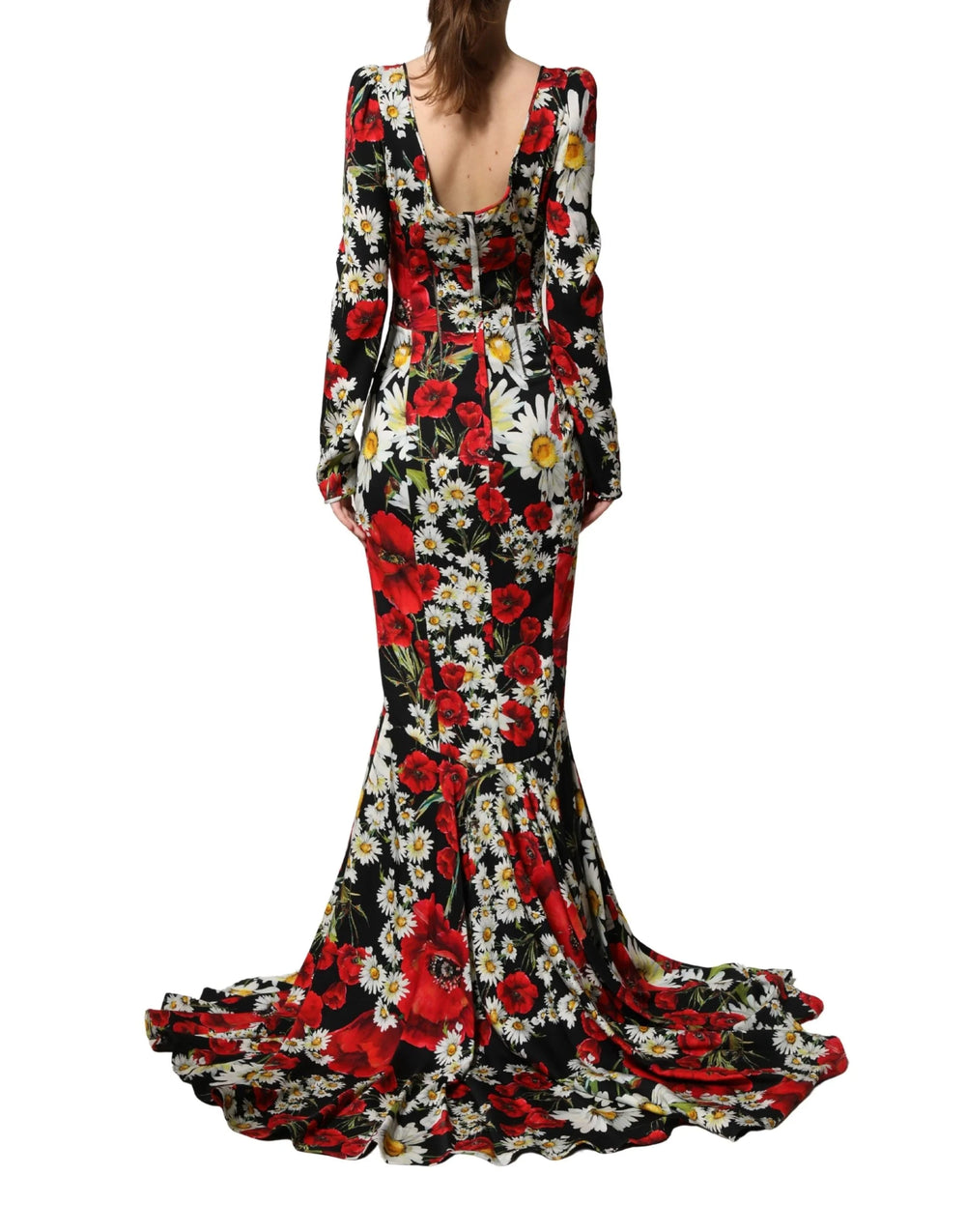 Dolce & Gabbana Black Floral Silk Long Sleeves Gown Dress - IT36|XXS
