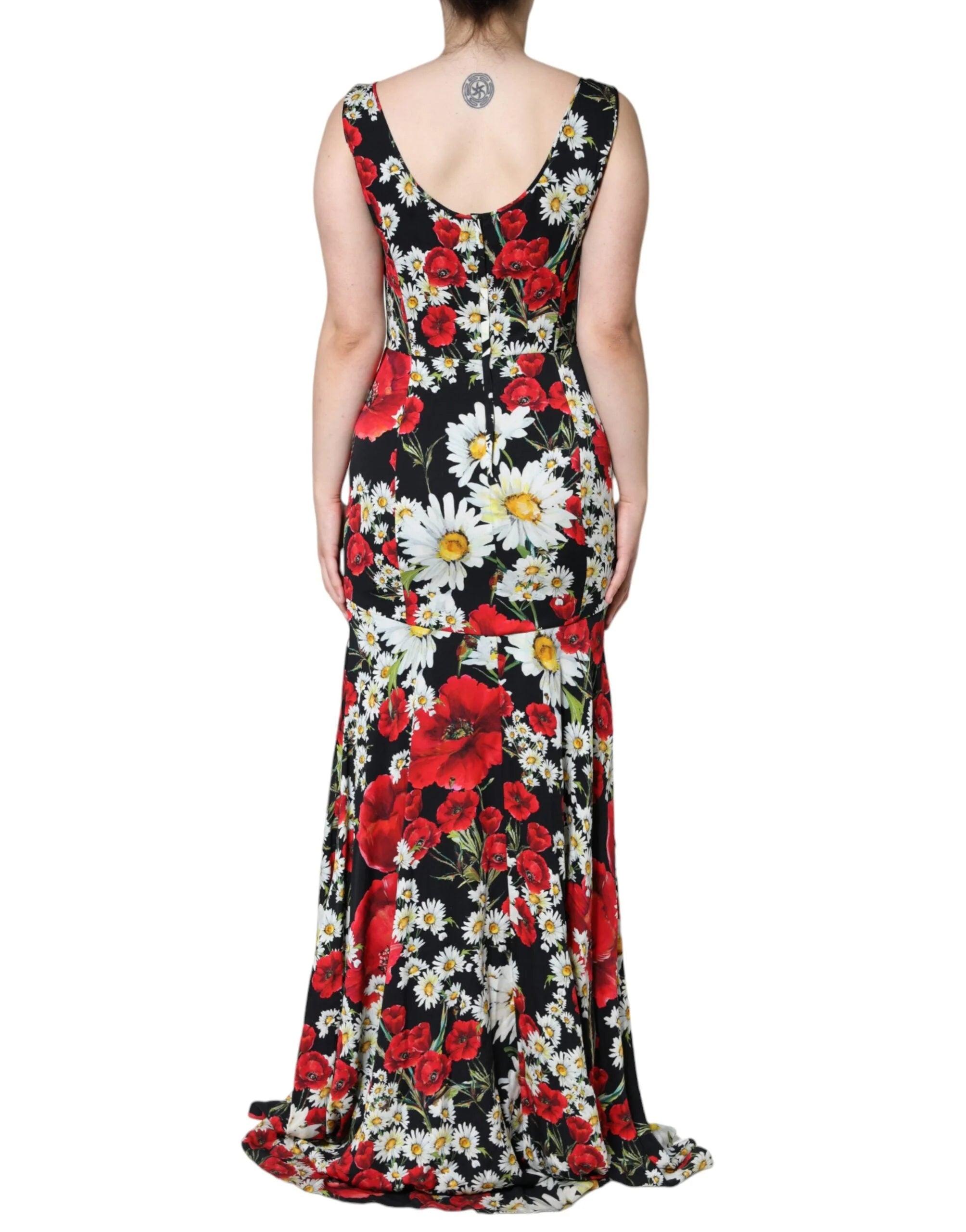 Dolce & Gabbana Black Floral Silk Sleeveless Long Gown Dress - IT42|M - Dresses