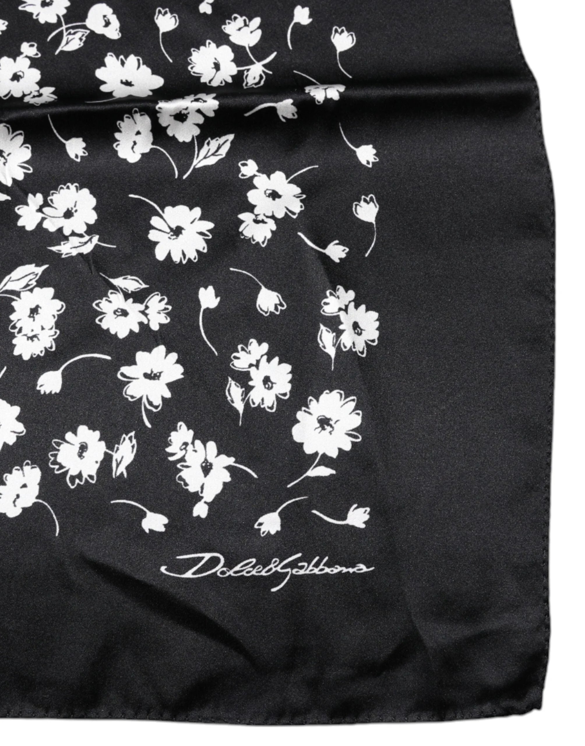 Dolce & Gabbana Black Floral Silk Square Wrap Shawl Scarf - Scarves & Shawls