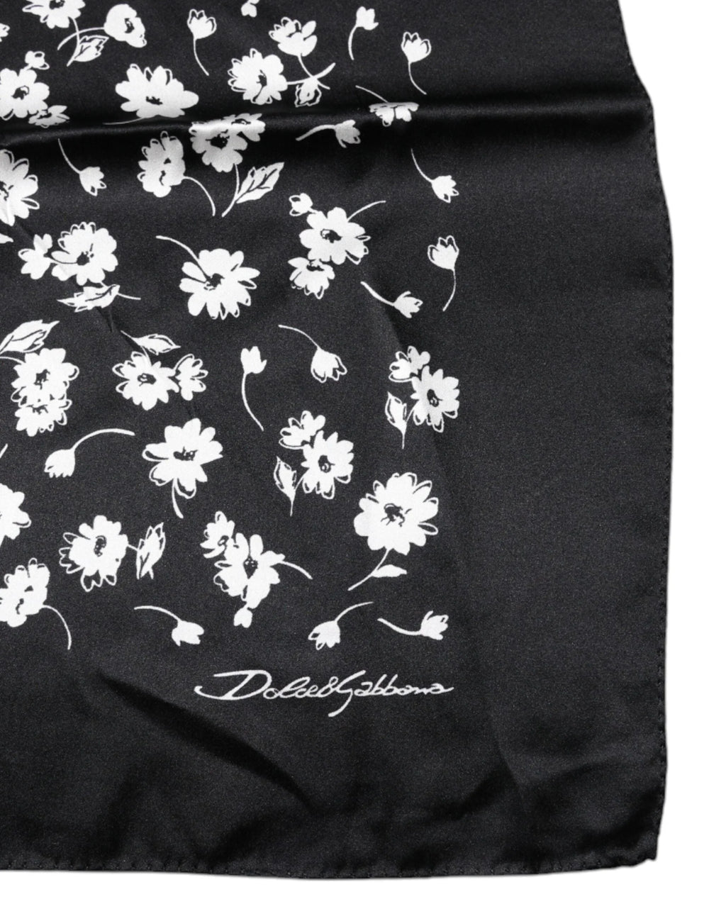 Dolce & Gabbana Black Floral Silk Square Wrap Shawl Scarf - Scarves & Shawls
